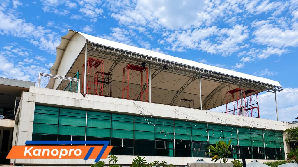 Proyek Kanopi Membran Lapangan Basket, Univ. Prasetya Mulya, Cilandak, Jakarta.