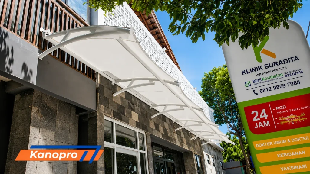 Proyek Kanopi Membran Klinik Suradita, Cisauk, Tangerang, Banten.