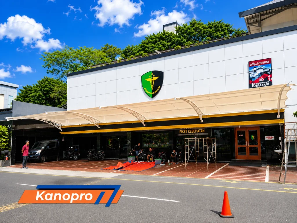 Proyek Kanopi Membran Area Parkir Polda MetroJaya, Jakarta.