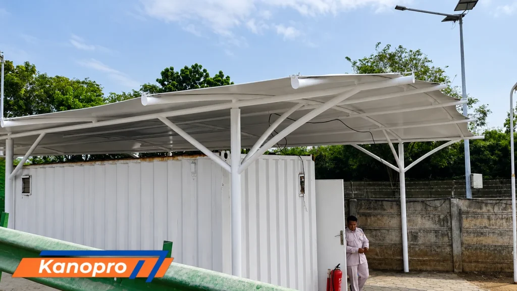 Proyek Kanopi Membran Rest Area PT. Gunanusa Utama Fabricators, Cilegon, Banten.