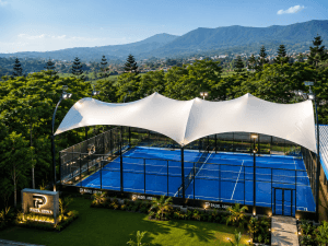 kanopi membran lapangan padel di malang