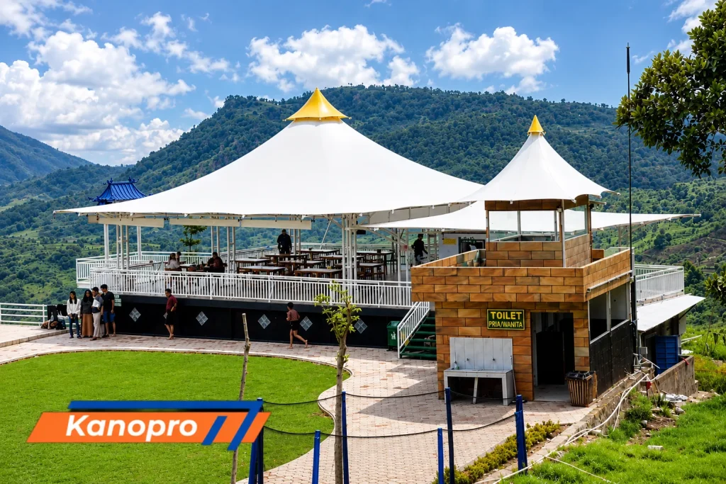 Proyek Kanopi Membran Villa Khayangan Puncak 2, Cianjur, Jawa Barat.