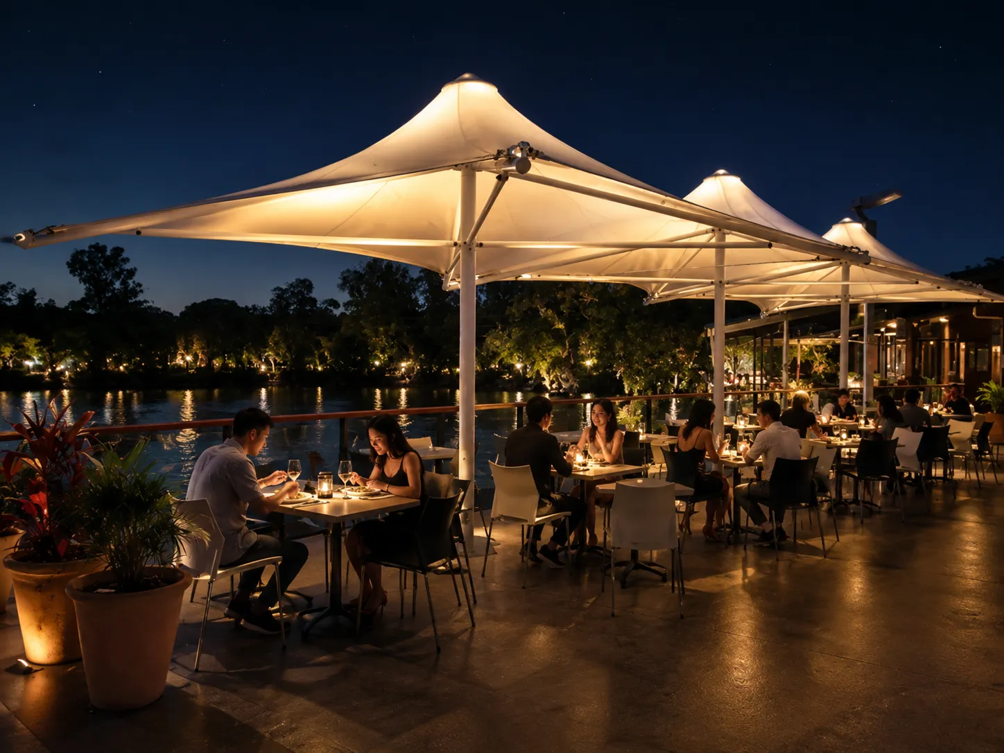 Kanopi membran untuk outdoor dining cafe