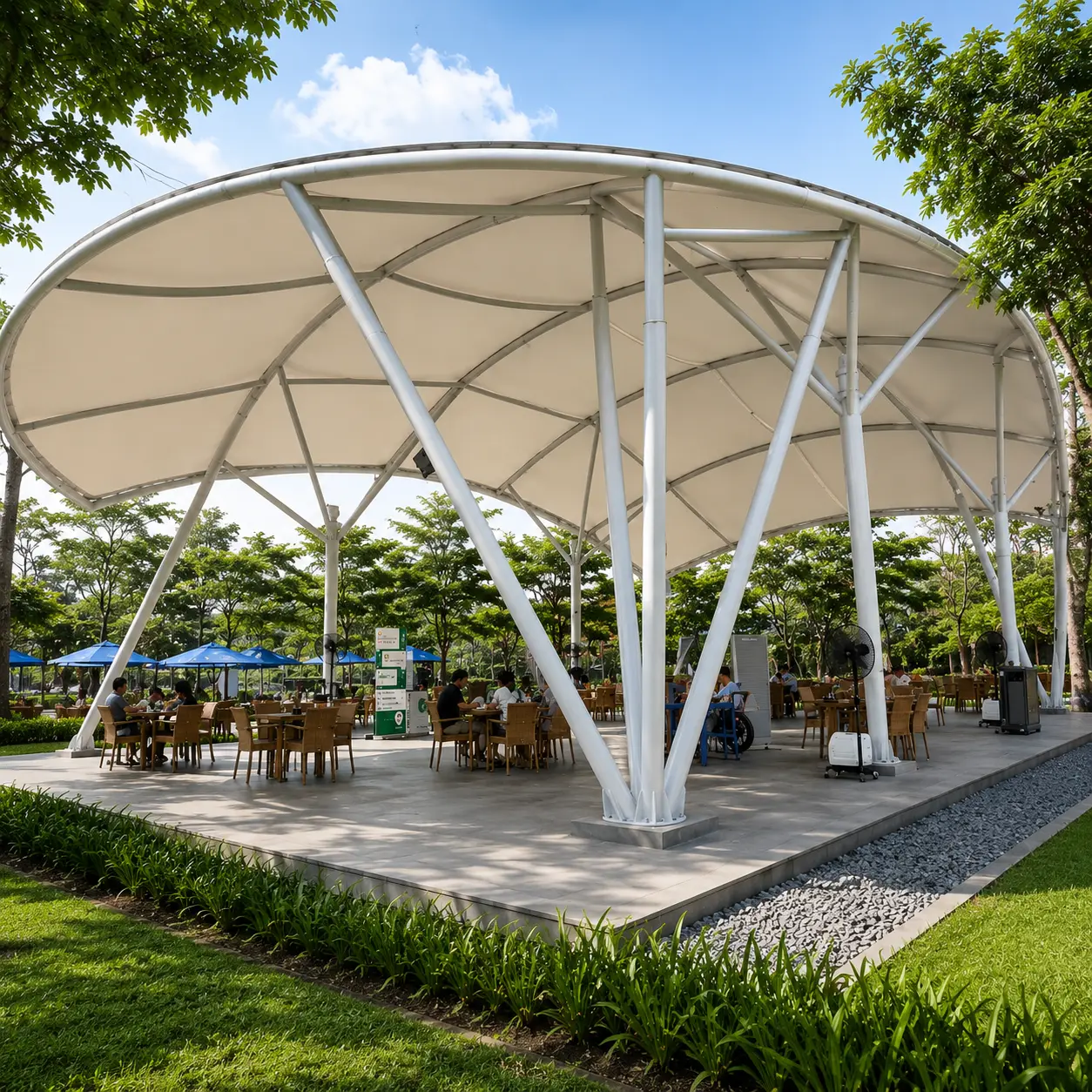 Kanopi membran untuk smoking area cafe