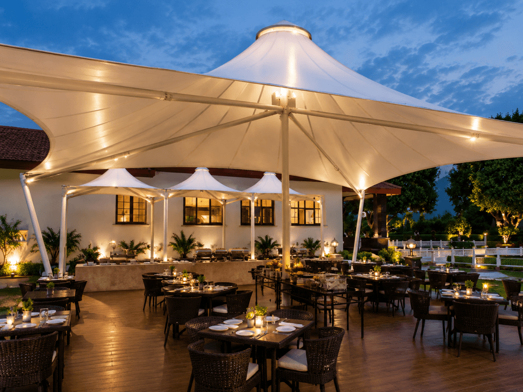 kanopi membran cafe modern di bali
