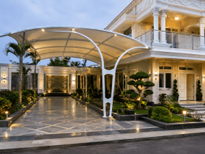 kanopi membran rumah mewah dan modern di bandung